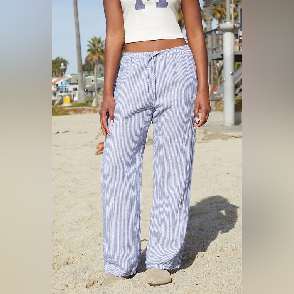 PacSun Light Blue Striped Women's Trousers
